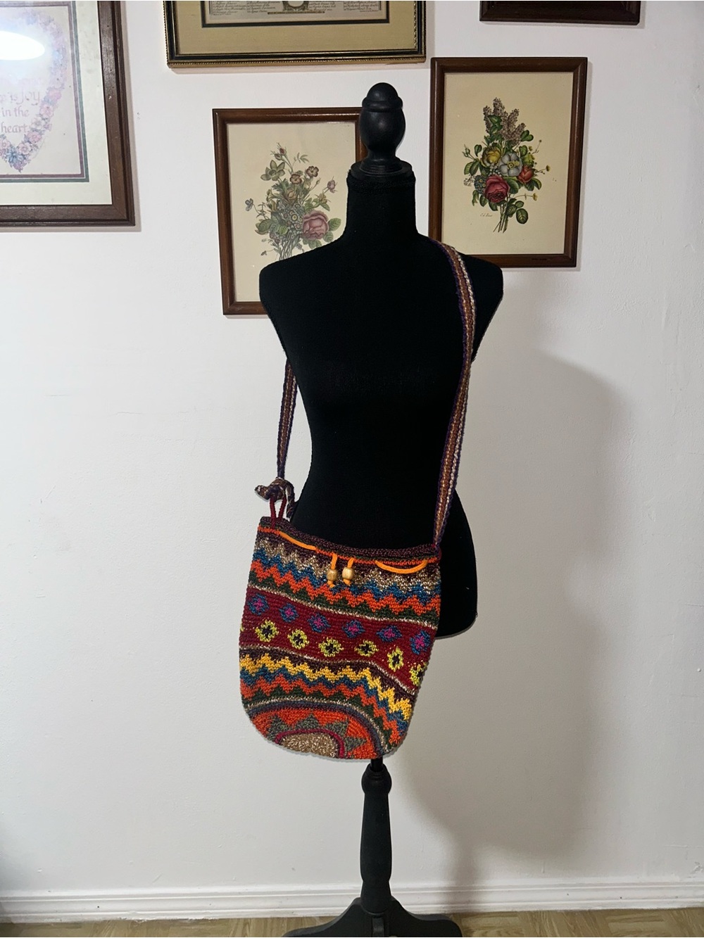 Source Unknown Multicolor Woven Boho Crossbody Bag